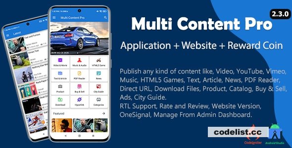 Free Multi Content Pro Application and Website Version 230